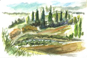 Landscape of Le Bretous close to the Abbaye de Villelongue near Carcassonne, Languedoc-Roussillon, France